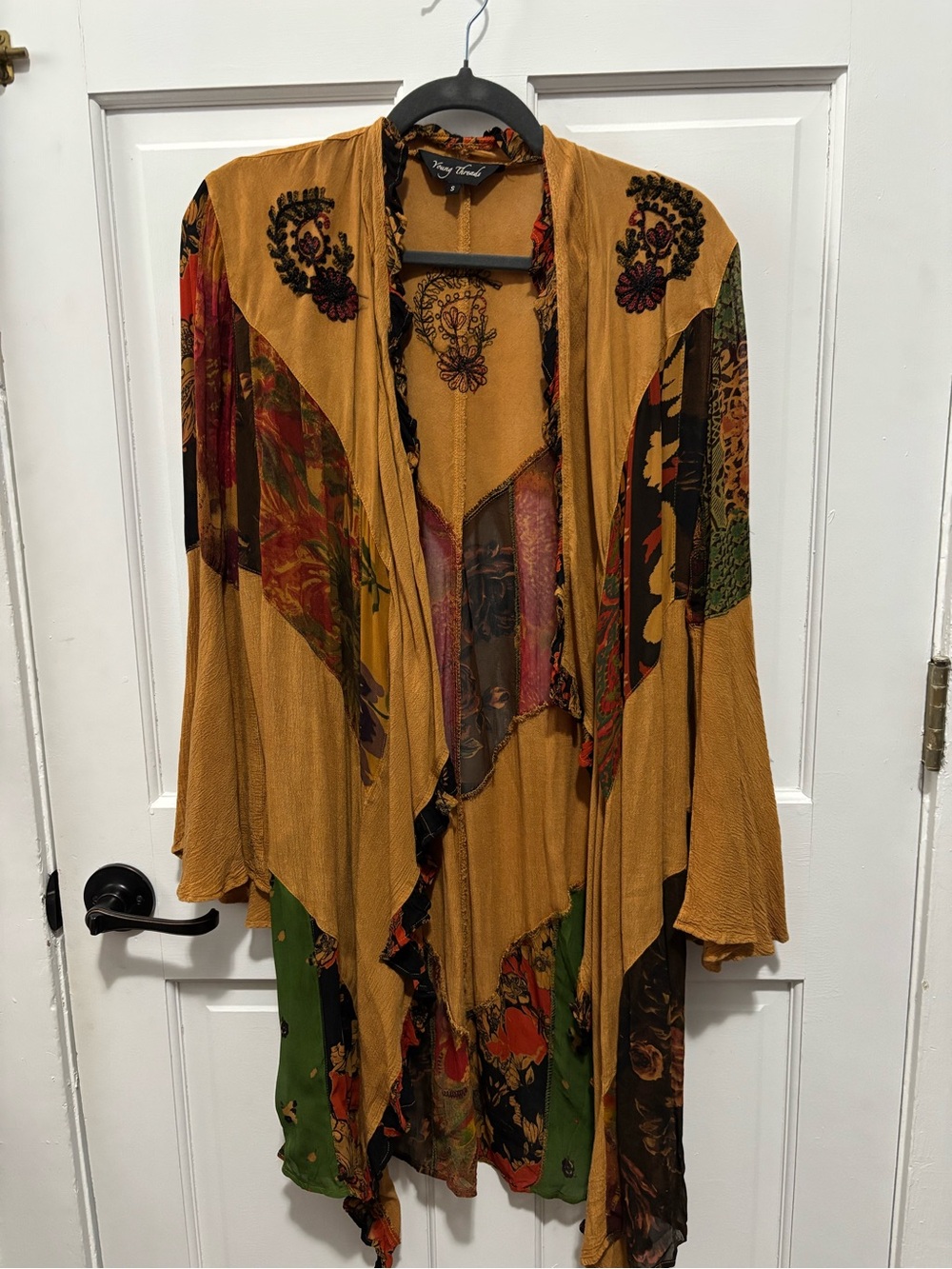 Mustard Floral Patchwork Draped Jacket